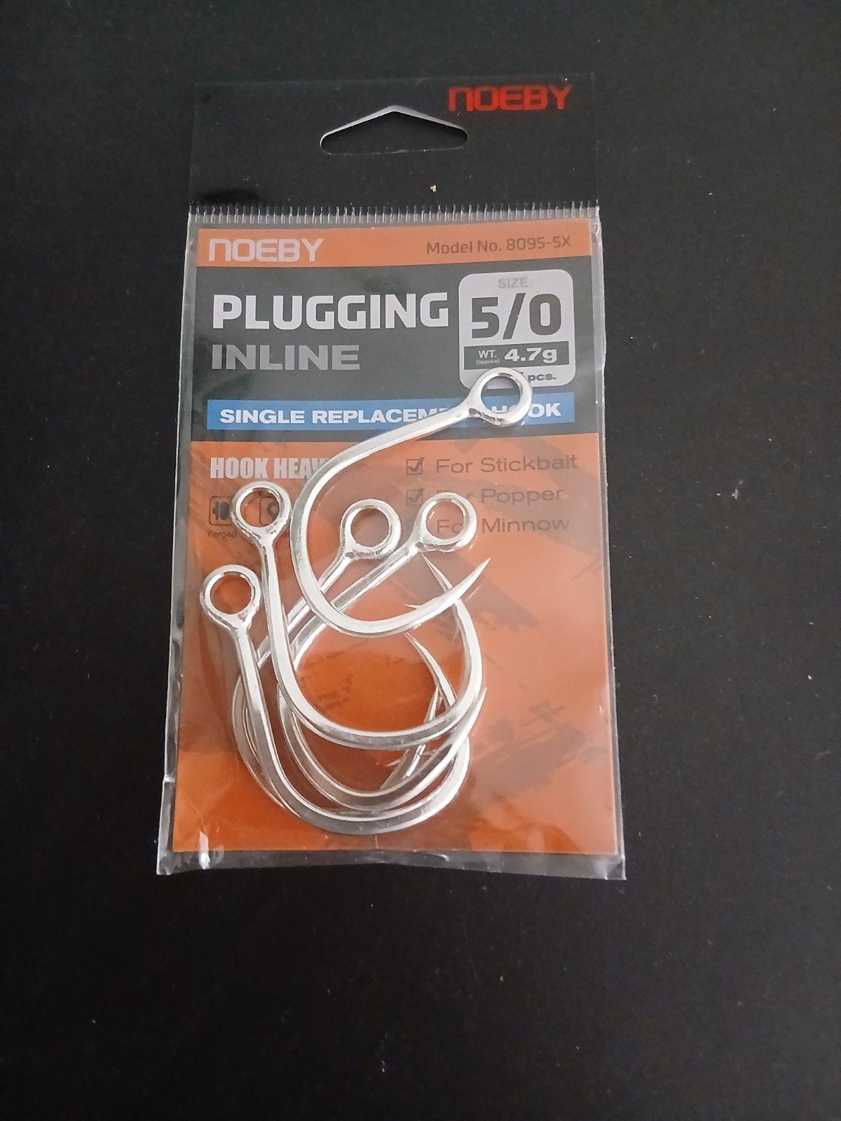 NOEBY Plugging Inline Vishaken Maat 5/0 - 5X Strong, Ophalen of Verzenden, Nieuw, Haak