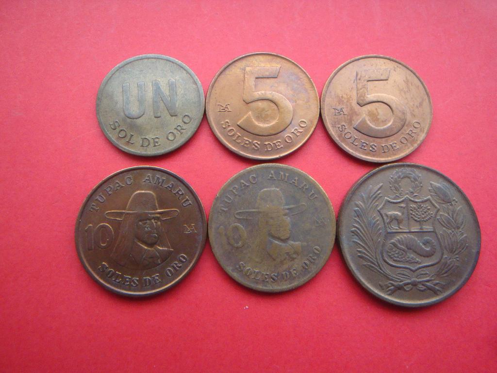 Peru setje munten 1, 5, 10 en 50 Soles 1976 / 1980., Verzenden, Zuid-Amerika, Setje