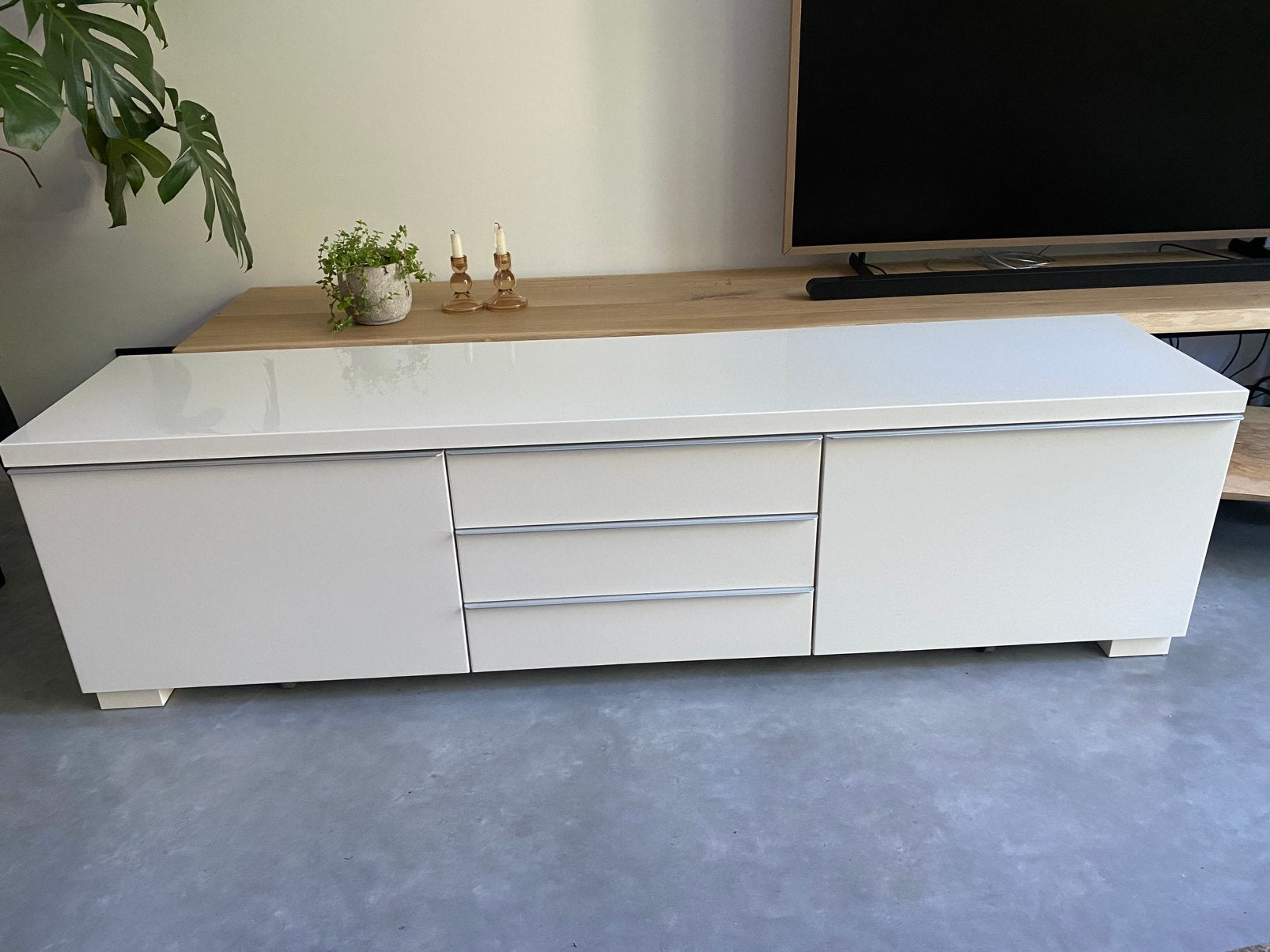 IKEA BESTA BURS TV-kast hoogglans wit 180x41x49, Ophalen, Gebruikt, 150 tot 200 cm, Minder dan 100 cm