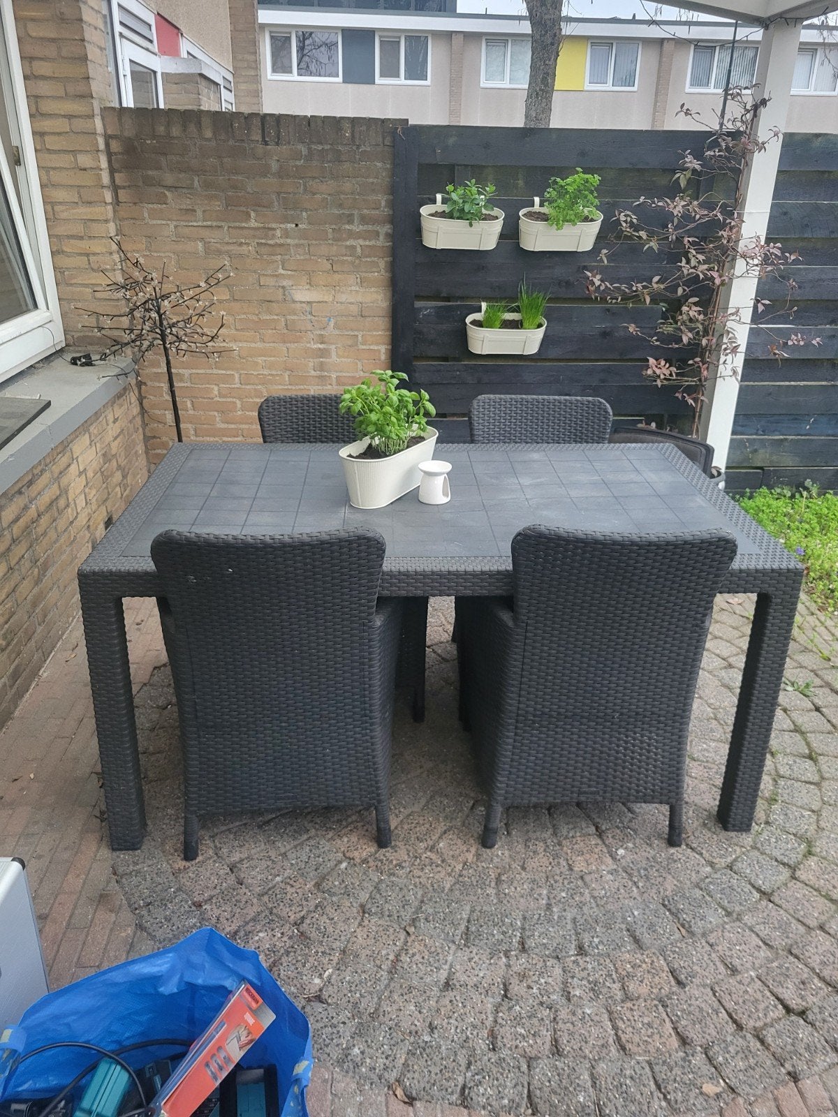 Tuinset met 4 stoelen, Tuin en Terras, Tuinsets en Loungesets, Ophalen, Gebruikt