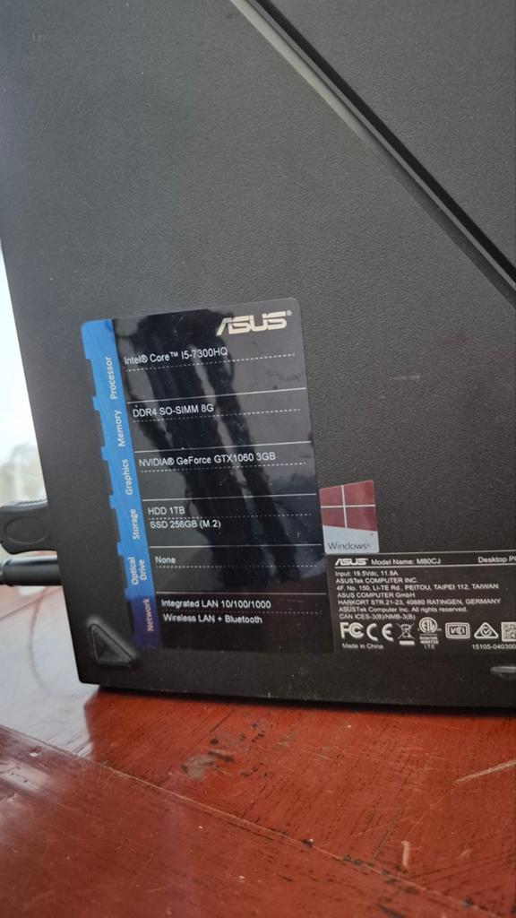 ASUS Gaming PC - Intel Core i5-7300HQ, GTX 1060, 8GB RAM VR, Gebruikt, 2 tot 3 Ghz, 8 GB, ASUS