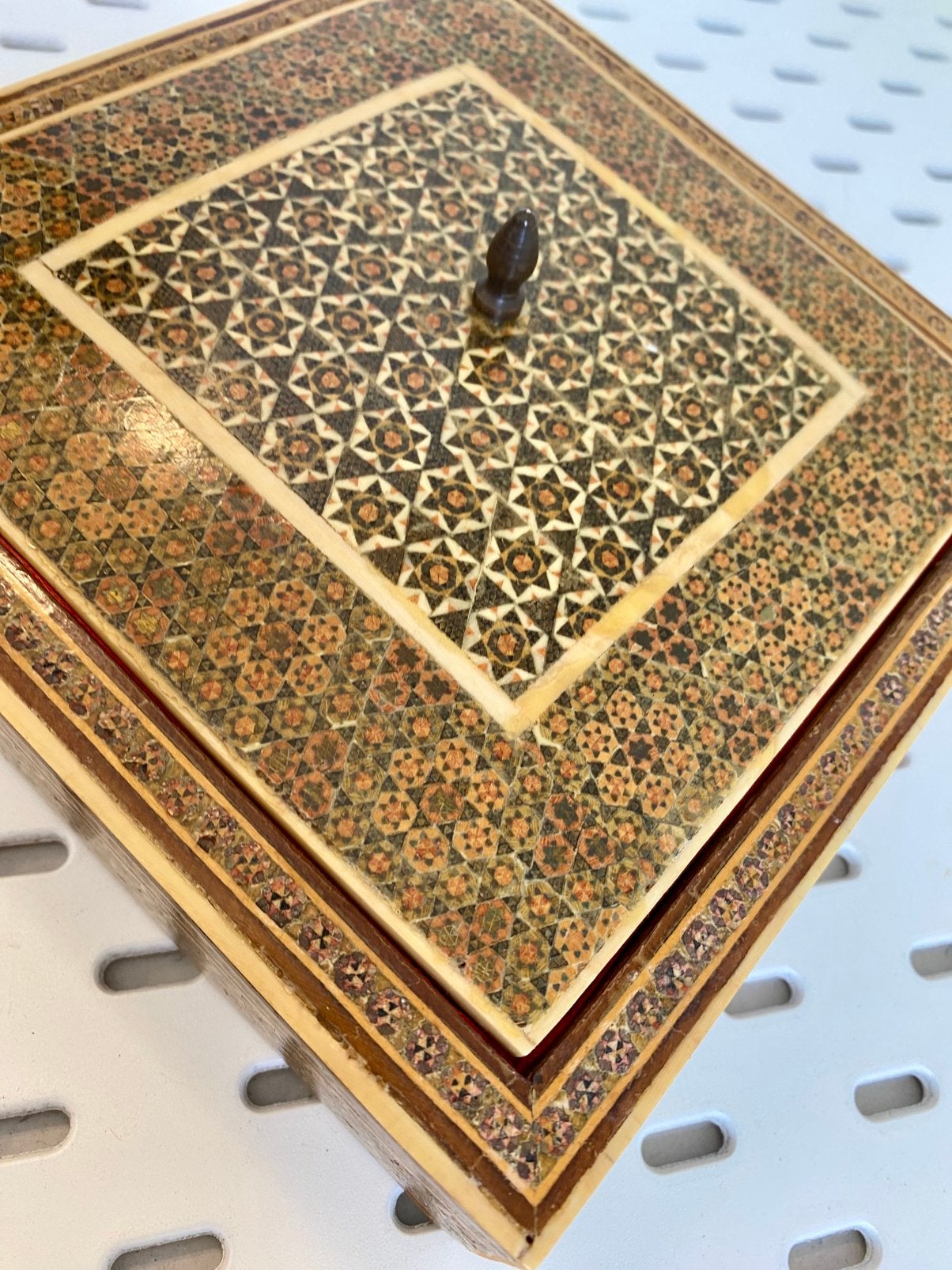 Vintage Perzische Khatamkari Mozaïek Doos - 18x18 cm, Ophalen of Verzenden