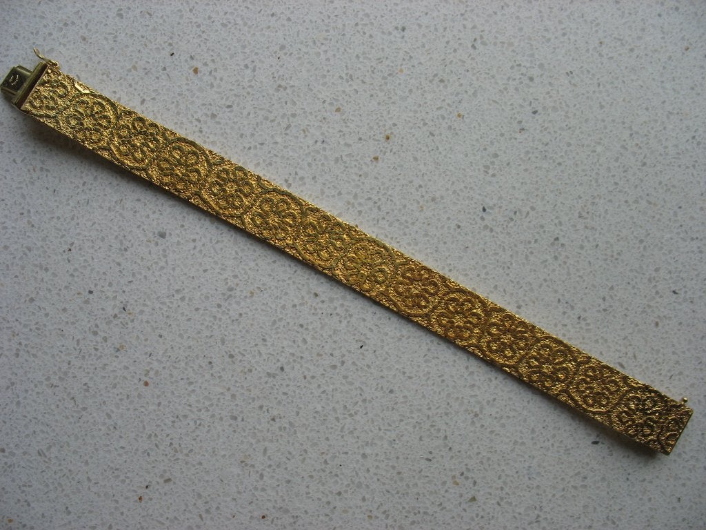Armband Filigrain Etnisch Doublé +Veiligheidsslot Vintage, Ophalen of Verzenden, Overige materialen, Armband, Verguld