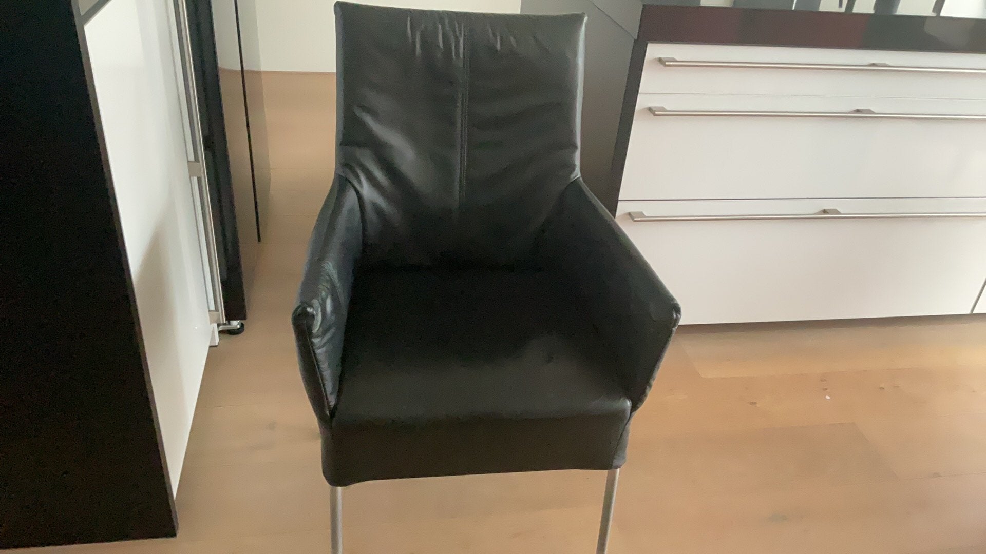 4 mooie leren stoelen MONTIS CHAPLIN, Ophalen, Gebruikt, Zwart, Leer