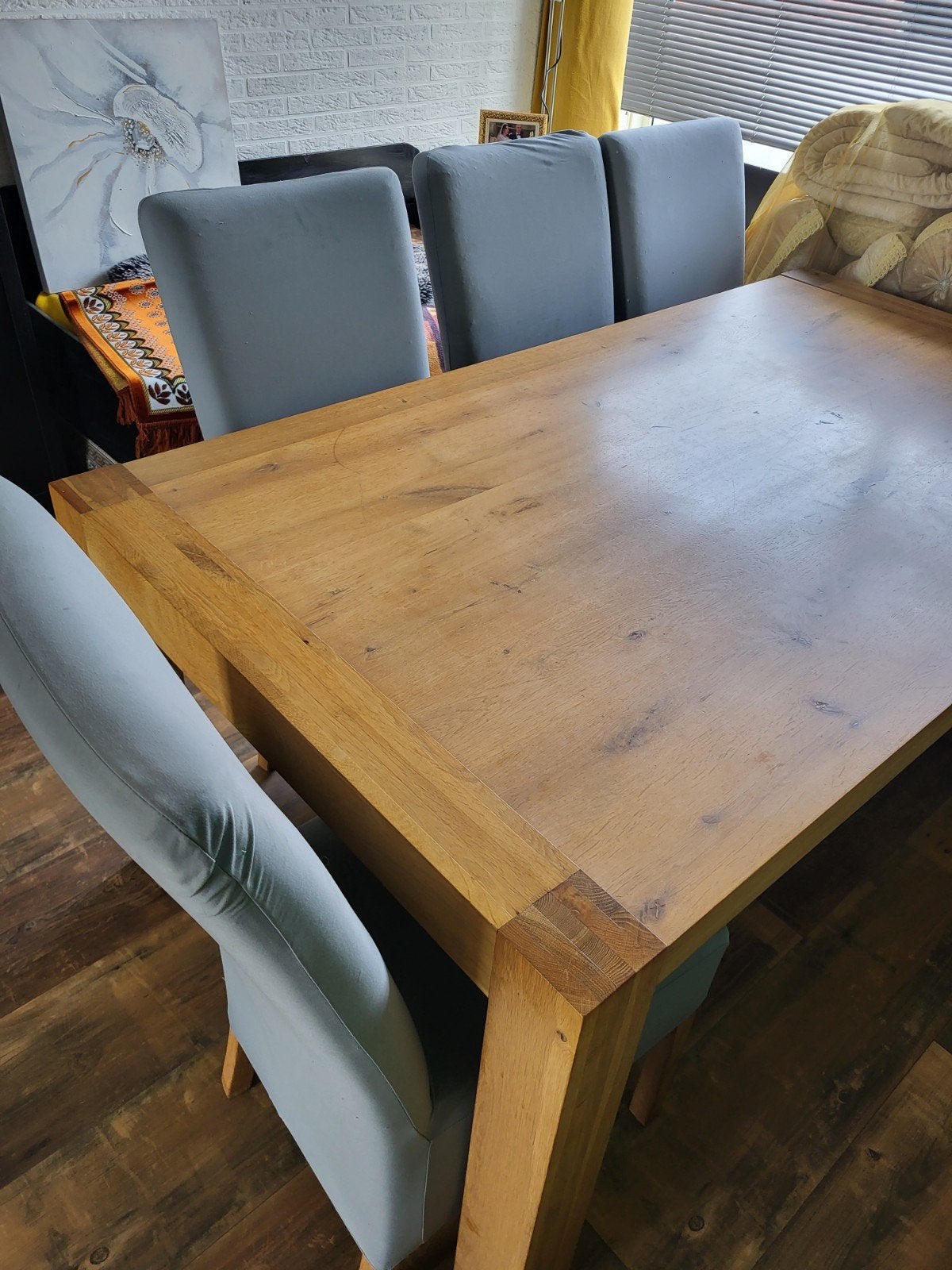 Massief eiken eettafel (zonder stoelen), Ophalen, Gebruikt, Eikenhout, 50 tot 100 cm