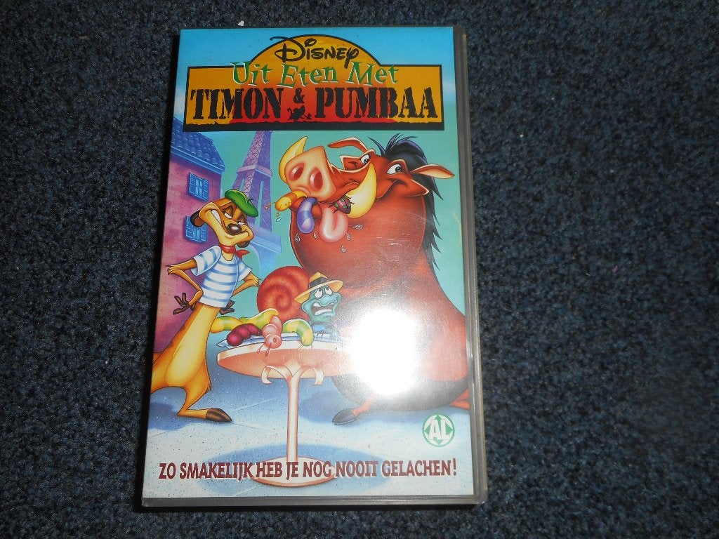 UIT ETEN MET TIMON & PUMBA! Leuke Disney Tekenfilm Op VIDEO!, Tekenfilm, Verzenden, Alle leeftijden, Zo goed als nieuw