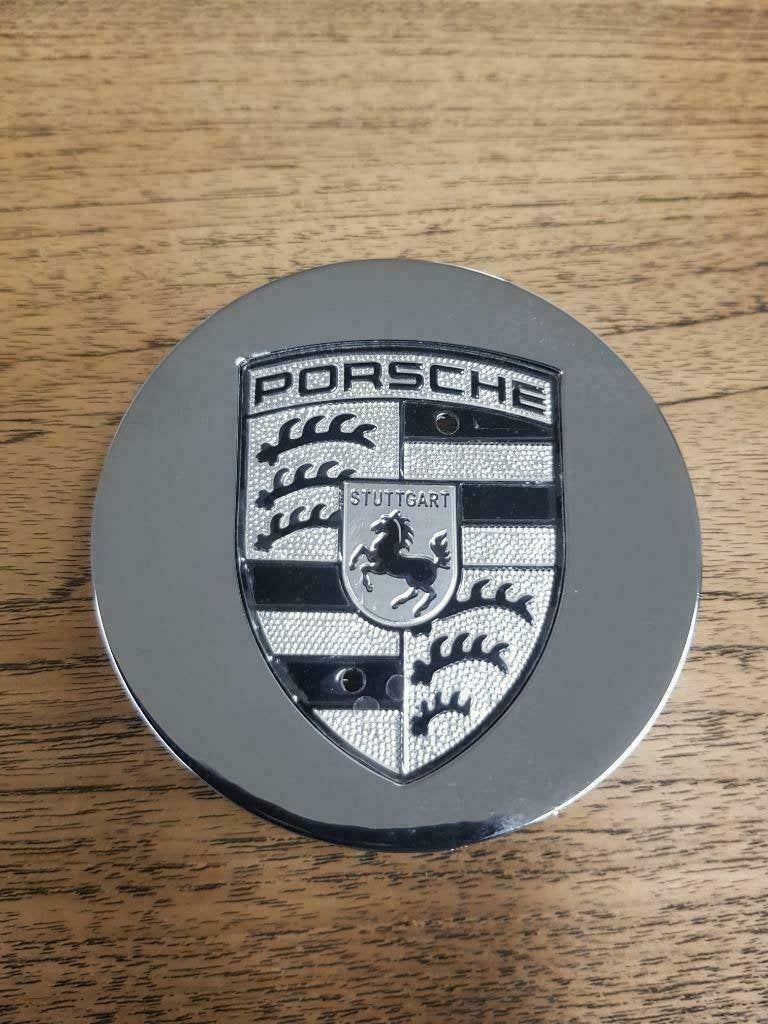 Porsche naafdoppen chroom zwart/wit, Verzenden, Nieuw