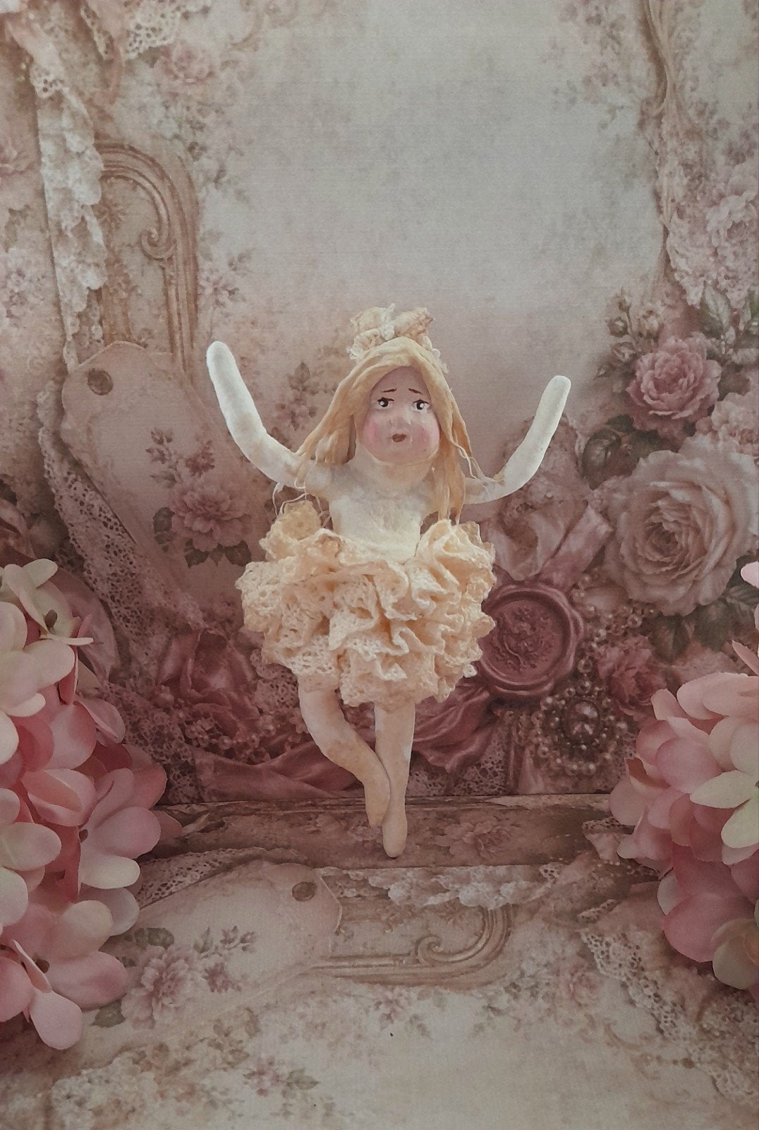 mooi brocante wattenpopje Ballerina Spuncotton Feathertree, Antiek en Kunst, Ophalen of Verzenden