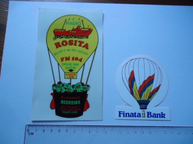 sticker oud Luchtballon Radio rosita piraat retro finata, Verzenden, Zo goed als nieuw, Bedrijf of Vereniging