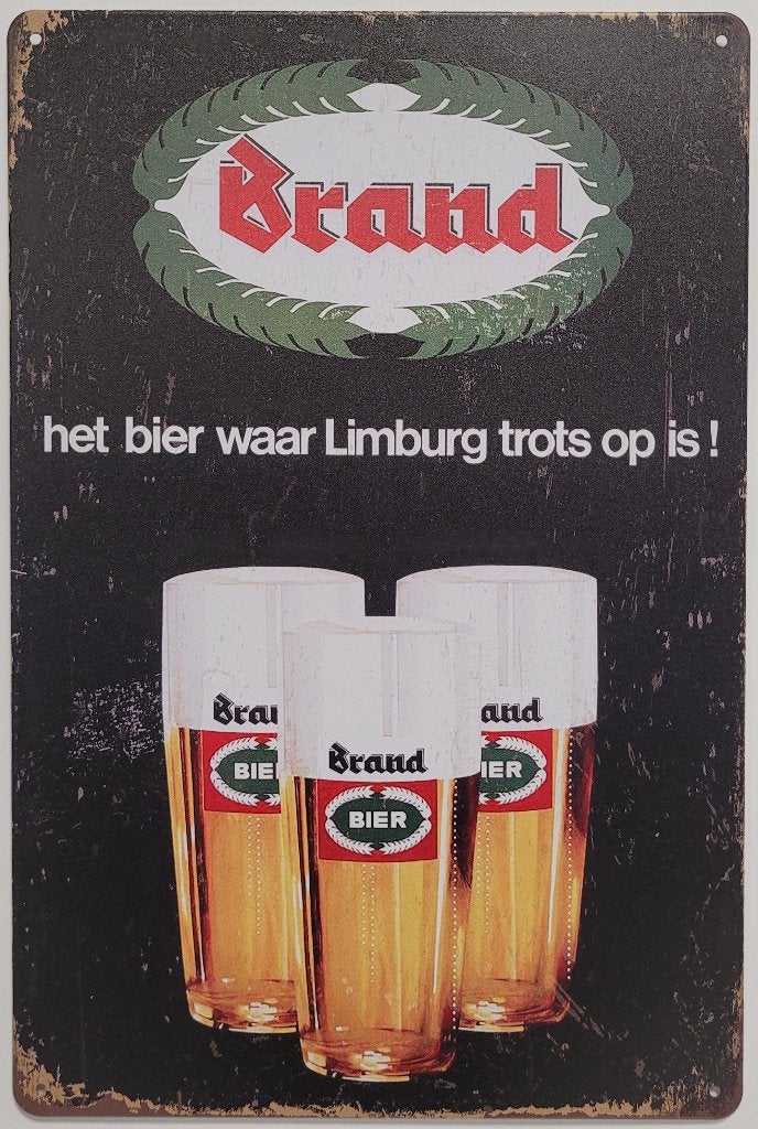 Brand bier 3 glazen reclamebord van metaal wandbord deco, Verzamelen, Biermerken, Ophalen of Verzenden, Nieuw, Reclamebord, Plaat of Schild