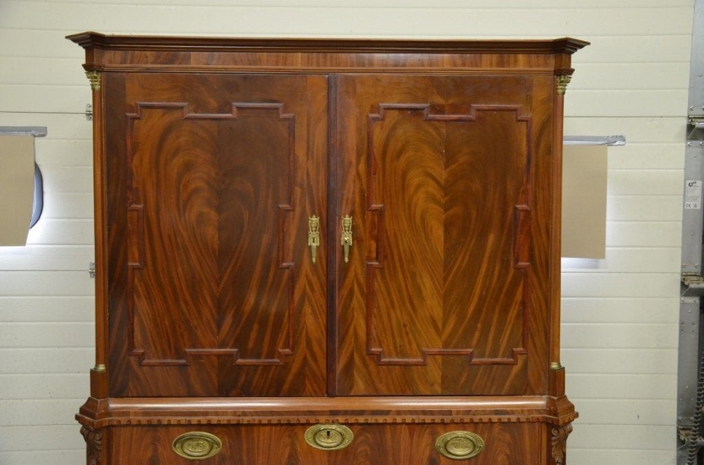 Antiek mahonie louis seize kabinet, Antiek en Kunst, Ophalen of Verzenden
