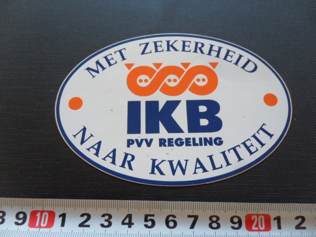 sticker met zekerheid naar kwaliteit IKB pvv regeling, Ophalen, Zo goed als nieuw