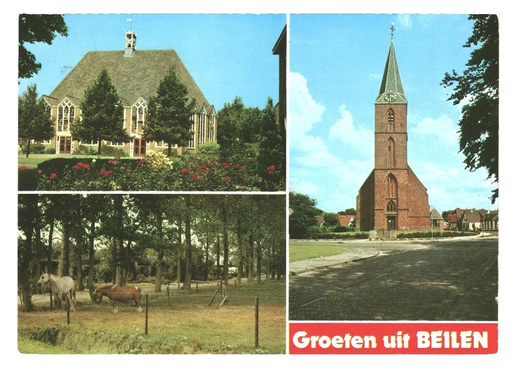 42654 Beilen Drenthe 80+ Gelopen met Postzegel, Verzamelen, Ansichtkaarten | Nederland, Ophalen of Verzenden, 1980 tot heden, Gelopen
