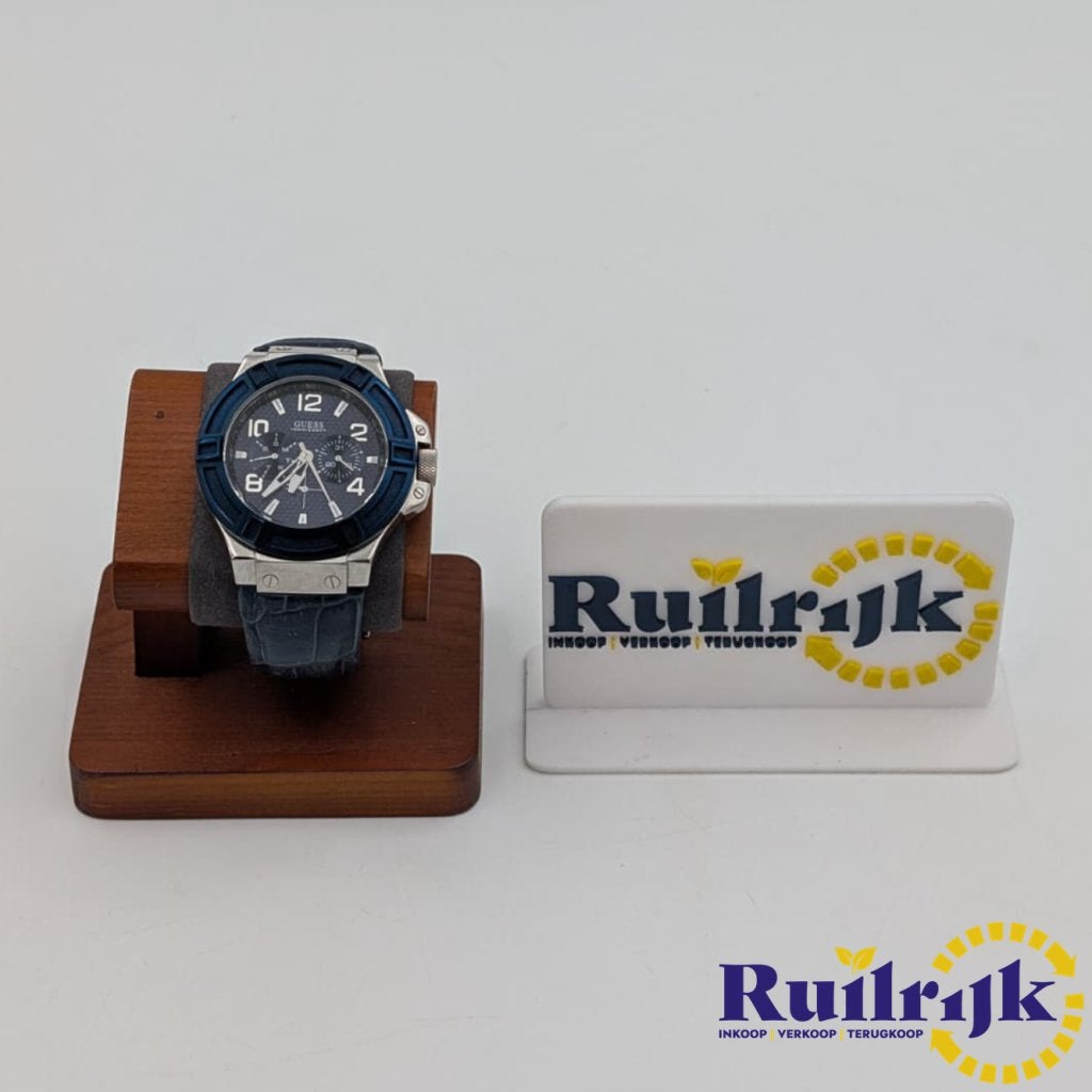 Guess W0040G7 Blue metal lederen band horloge - Nette staat, Guess, Zo goed als nieuw, Support@guess.com, 1444 South Alameda St
Los Angeles, CA 90021
USA