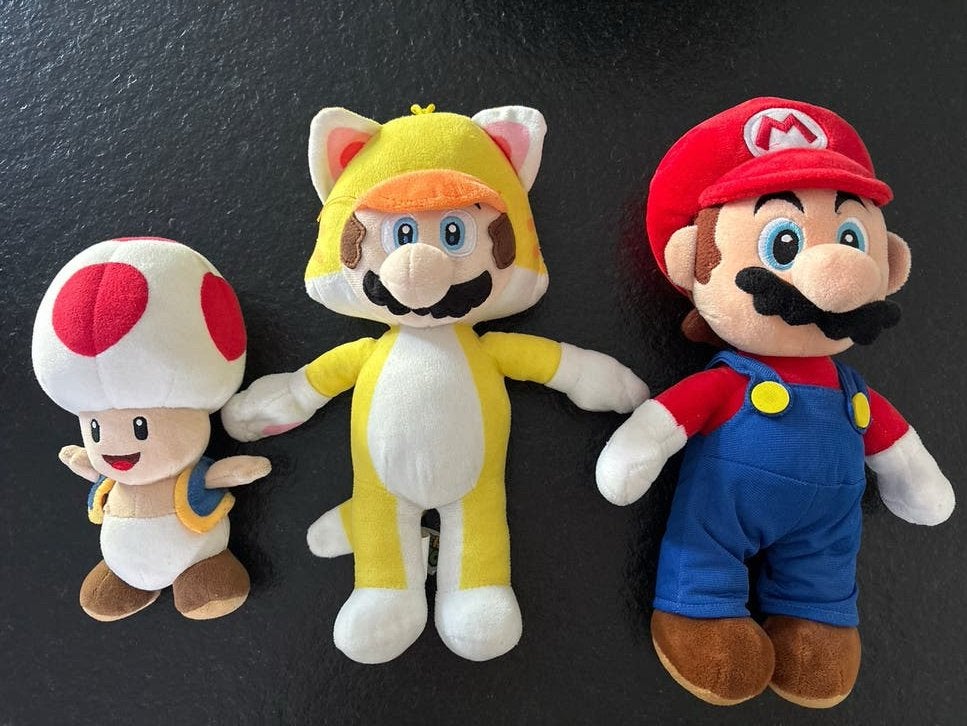 Super Mario knuffels: Toad, Cat Mario en Mario, Overige typen, Ophalen of Verzenden, Zo goed als nieuw, Nintendo