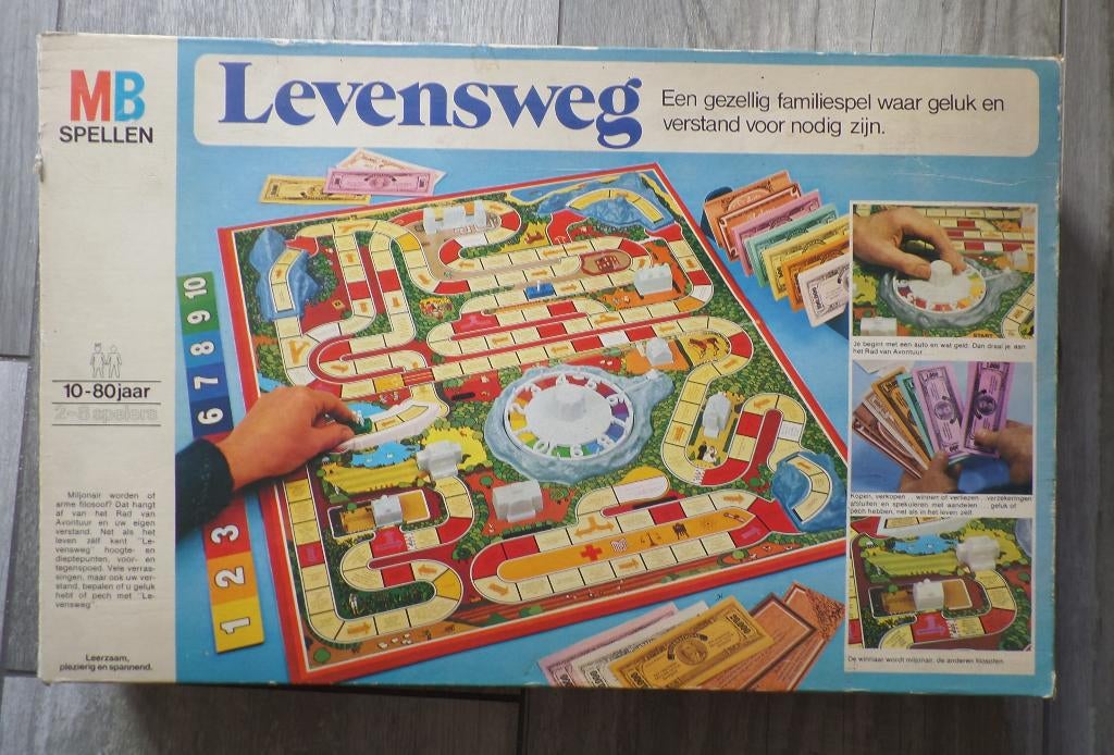 Spel Levensweg Vintage, Hobby en Vrije tijd, Gezelschapsspellen | Bordspellen, Vijf spelers of meer, Ophalen of Verzenden, Gebruikt