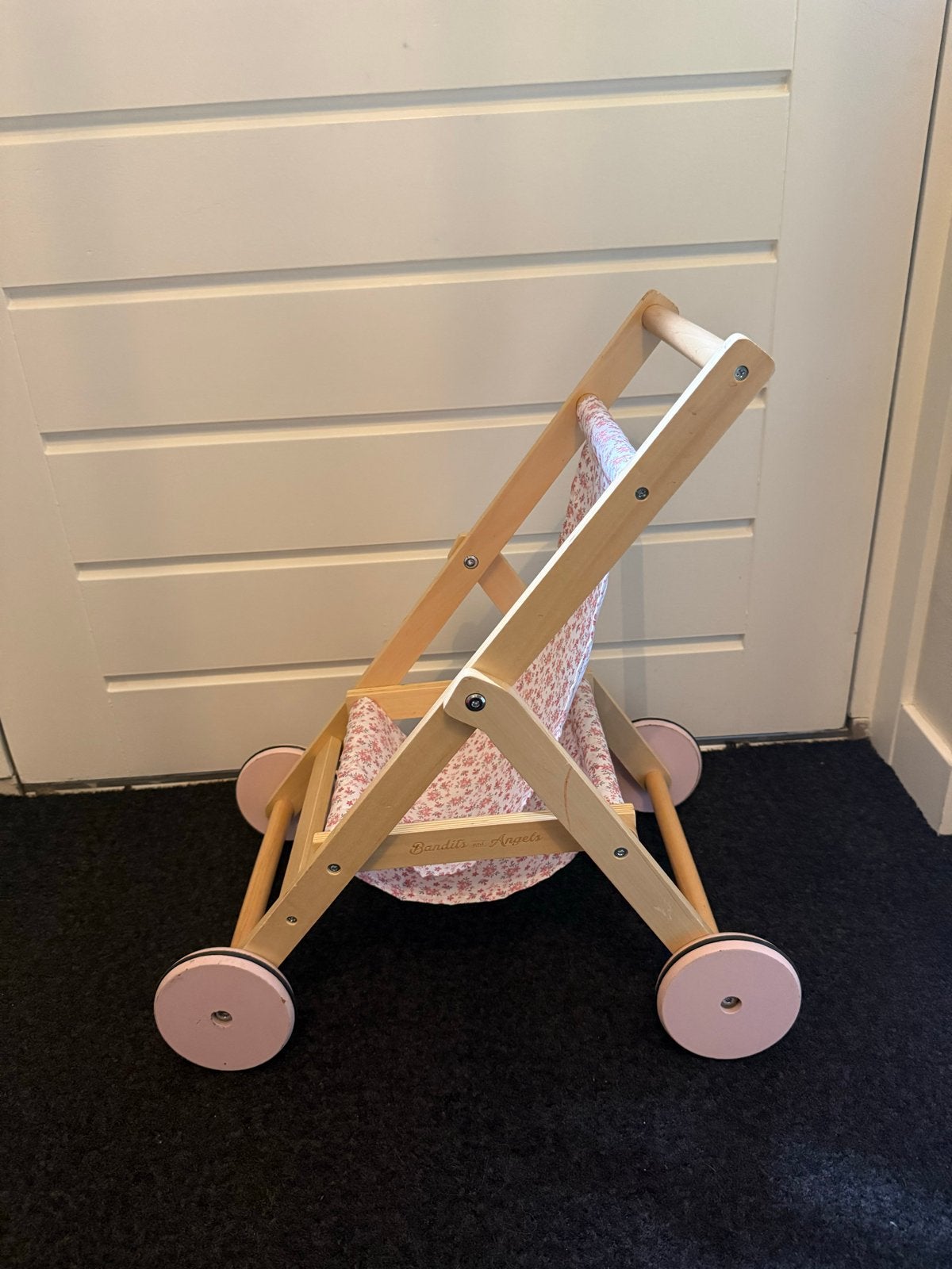 Bandits & Angels Houten Poppen Buggy - Roze Bloemenprint, Ophalen, Gebruikt, Overige typen