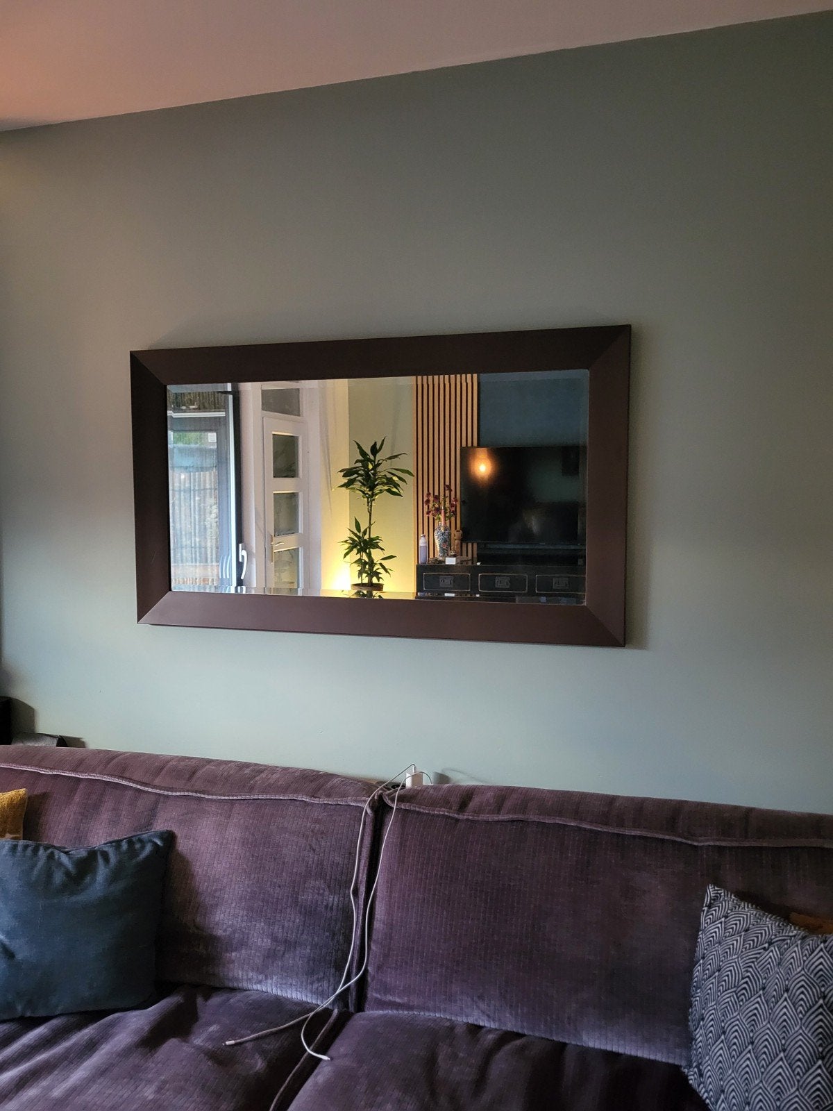 bruine spiegel 139 x 78, Ophalen, 125 cm of meer, Zo goed als nieuw, Minder dan 100 cm