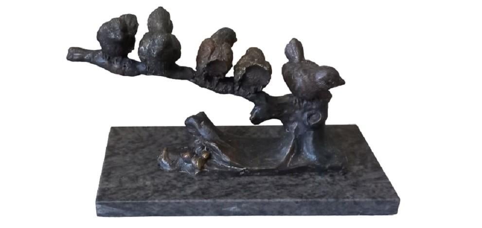 5 vogels op een tak sculptuur, Antiek en Kunst, Ophalen