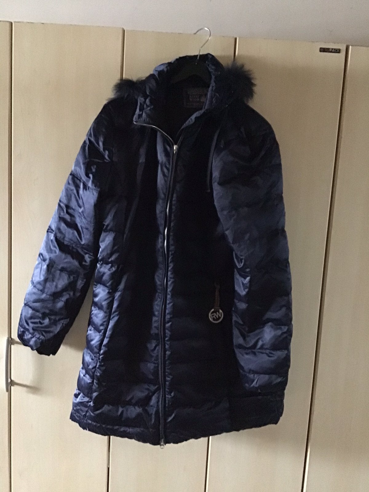 Mooiewarme donkerblauwe winterjas met capuchon xxl riverwood, Ophalen of Verzenden, Zo goed als nieuw, Maat 46/48 (XL) of groter