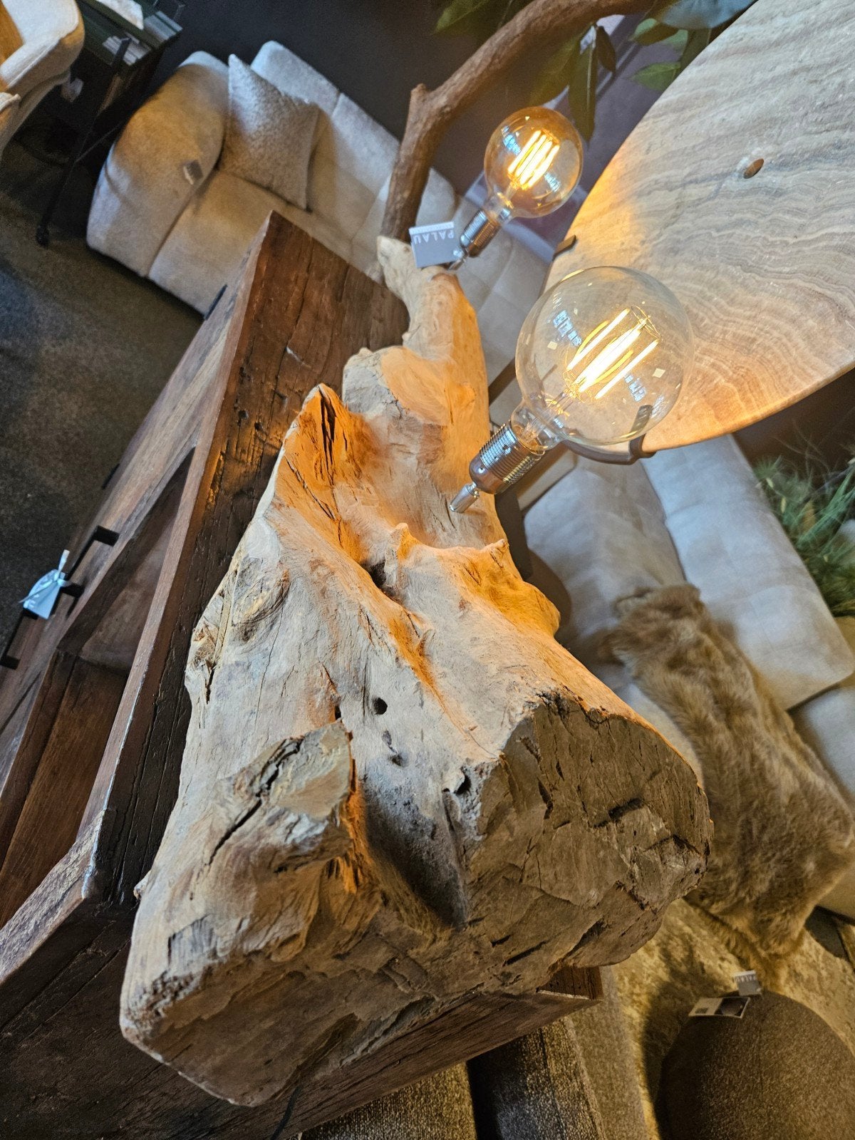 Tafellamp teak xxl uniek, Verzenden
