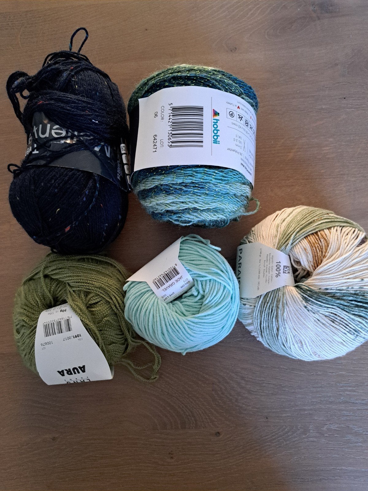 5 bolletjes wol/katoen, Ophalen of Verzenden, Nieuw, Breien of Haken, Wol of Garen