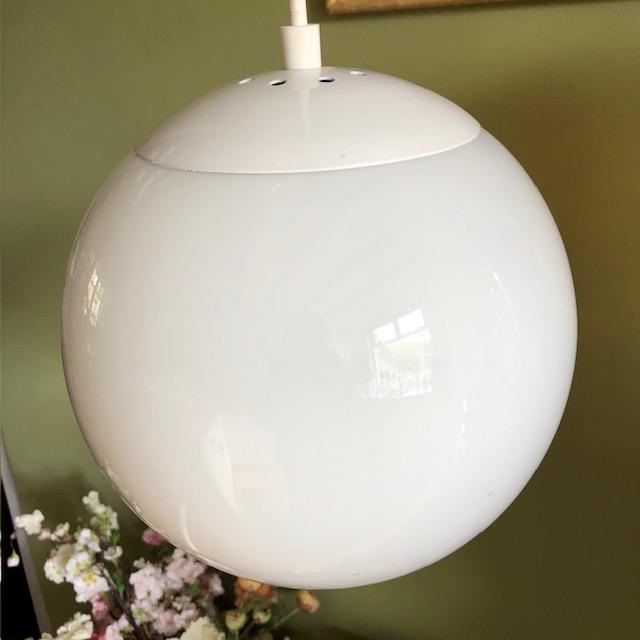 Hanglamp, bollamp, opaline, vintage, netjes, jr 70/80, Ophalen of Verzenden, Zo goed als nieuw, Minder dan 50 cm