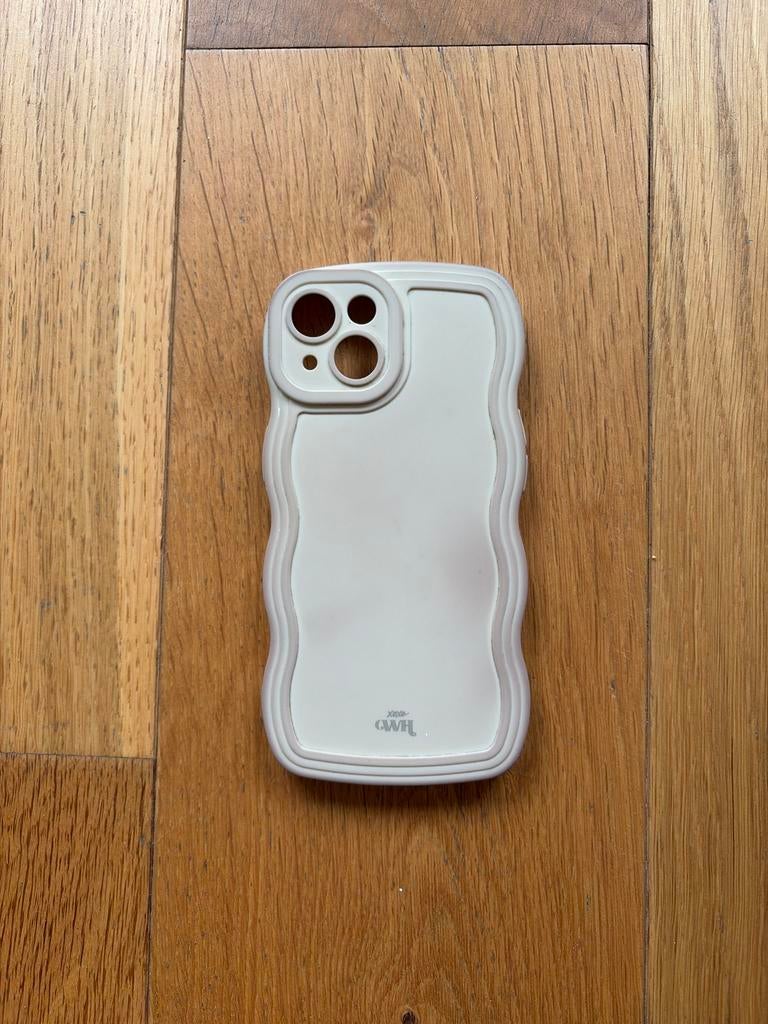 Beige iPhone 14 hoesje met golvend design, Ophalen, Hoesje of Tasje, Zo goed als nieuw, Schokbestendig