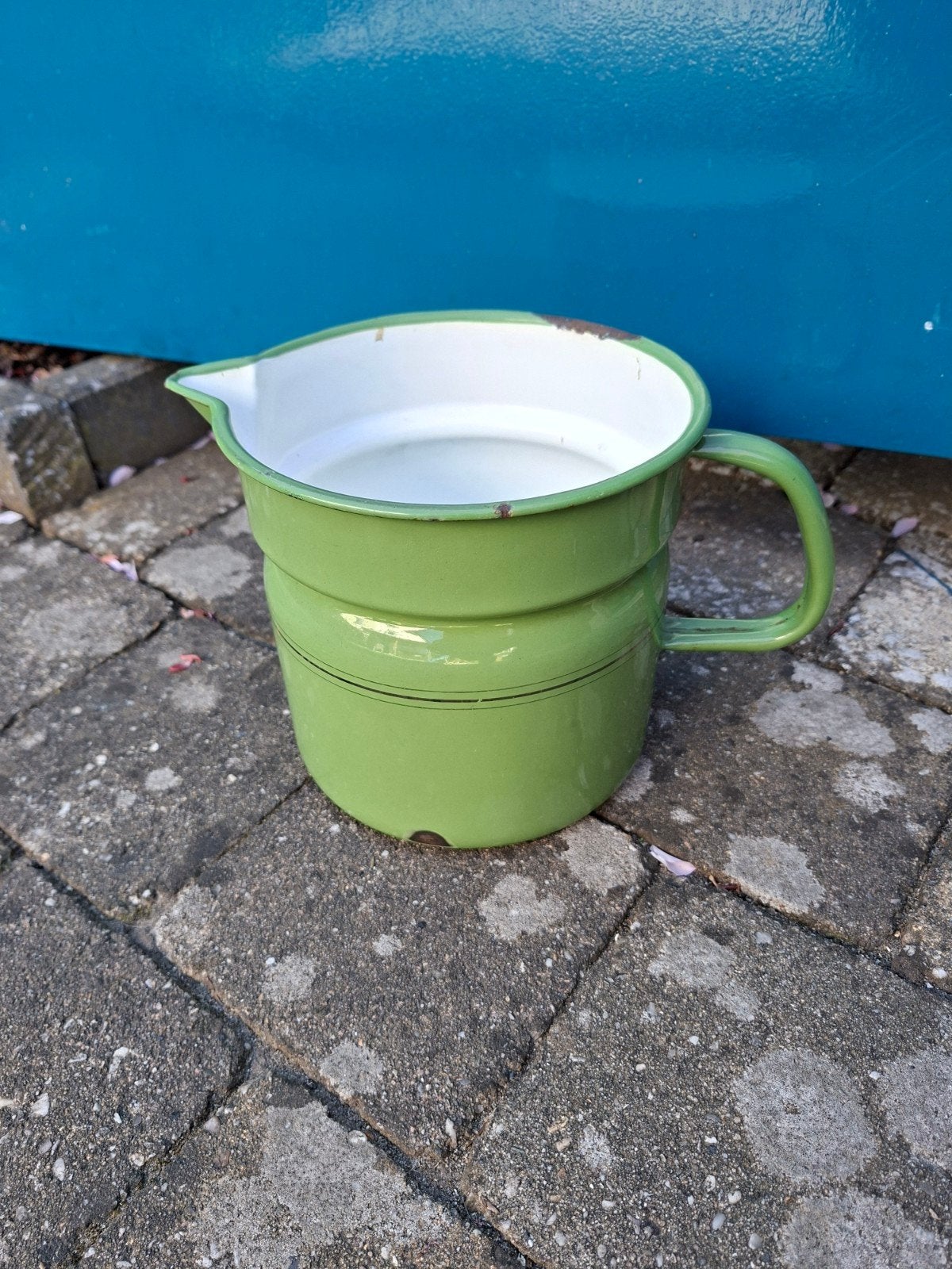 Vintage Groene Emaille Maatbeker / Kan, Ophalen of Verzenden