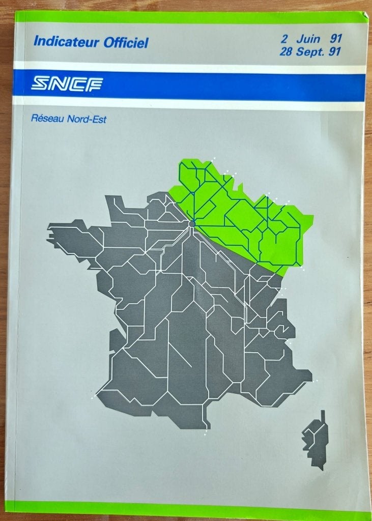 SNCF Indicateur Officiel Reseau Nord-Est 1991, Ophalen of Verzenden, Gebruikt, Trein, Boek of Tijdschrift
