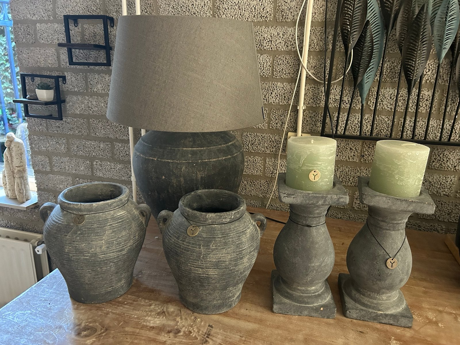 Brynxz lamp, kandelaars en potten set, Ophalen, Overige merken, Grijs, Landelijk