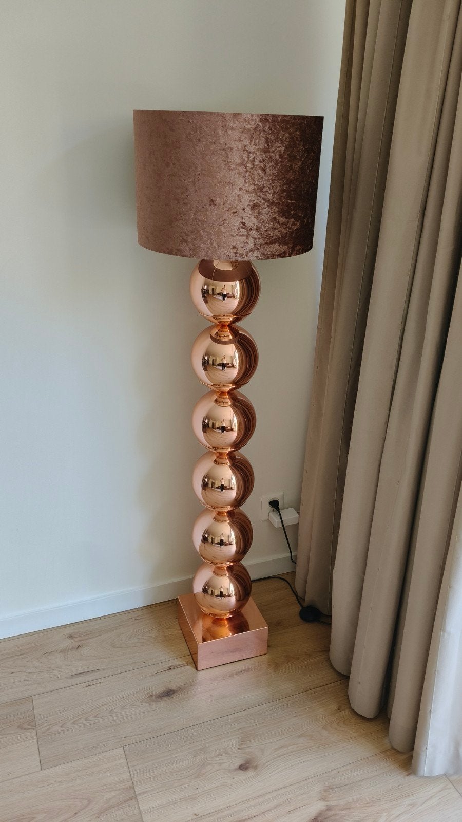 luxe bollenlamp met kap brons/koper, Ophalen, Minder dan 100 cm