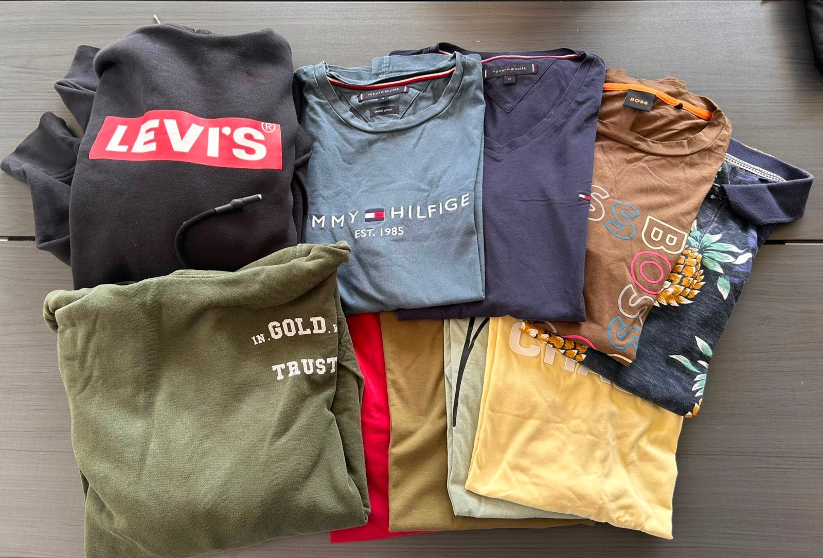 Heren kledingpakket maat M: Boss, Tommy Hilfiger, Levi's, Ophalen of Verzenden, Gedragen, Maat 48/50 (M)