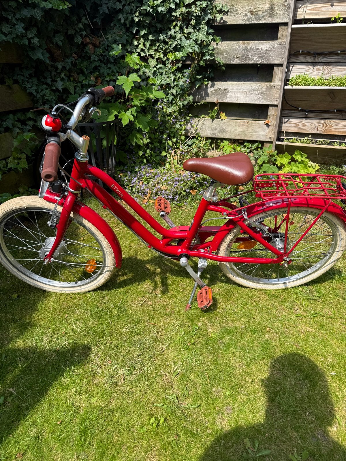 Btwin kinderfiets rood - 16 inch, Ophalen, Gebruikt, Velgrem, 16 tot 20 inch