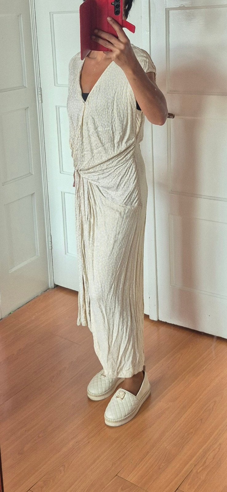 Mooie lange zomerjurk van Hoss Intropia maat 36/ kleine 38, Beige, Intropia, Ophalen of Verzenden, Zo goed als nieuw