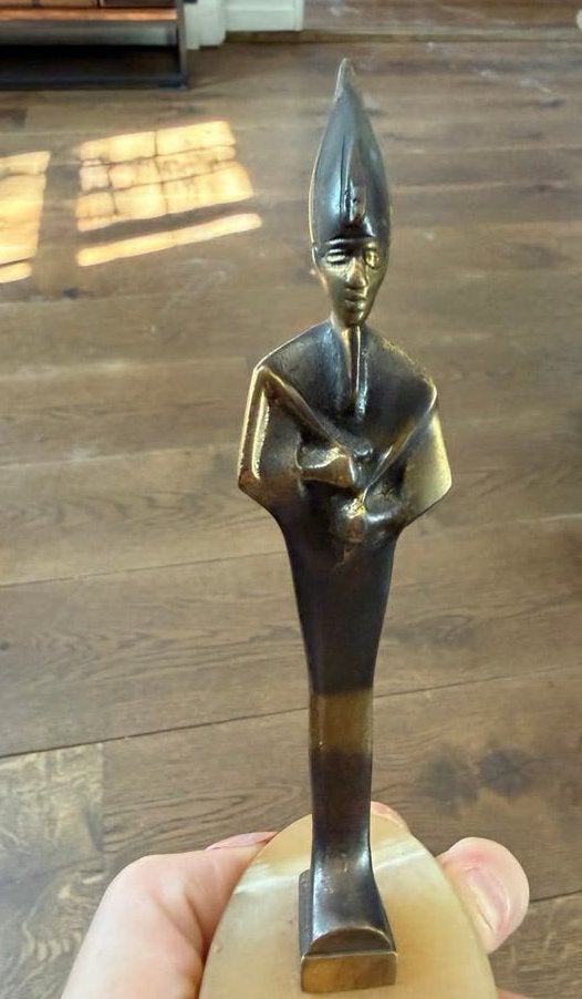 Bronzen Art deco beeld op marmeren voet, Antiek en Kunst, Overige onderwerpen, Minder dan 20 cm, Ophalen of Verzenden, Brons