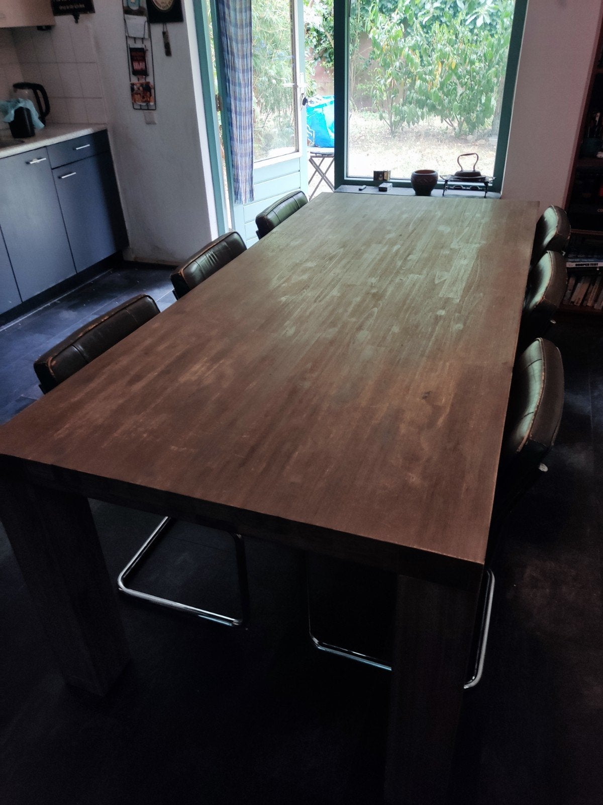 Robuste Eethoek + Set van 6 vintage stoelen, Ophalen, Gebruikt, Vintage