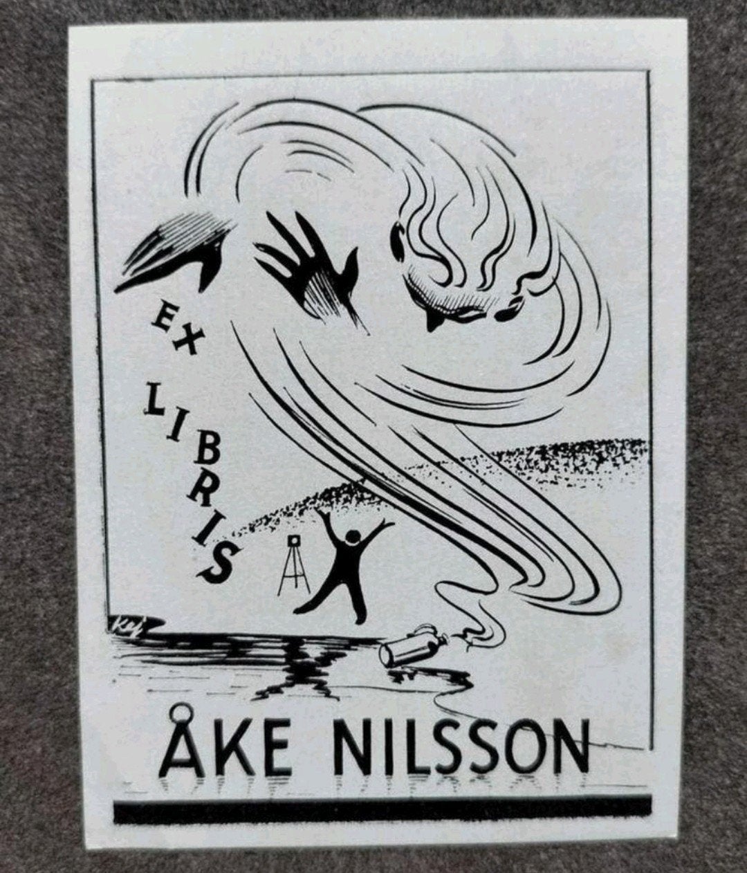 Exlibris Åke Nilsson (Zweden) (geest uit de fles, fotograaf), Origineel, 1900 - 1949, Ex libris, Ophalen of Verzenden