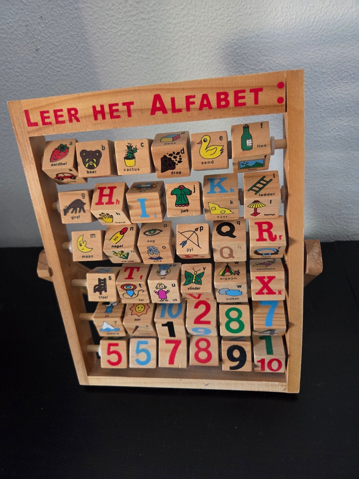 Houten alfabet telraam - Leer het alfabet en cijfers, Ophalen of Verzenden, Zo goed als nieuw, Taal en Lezen
