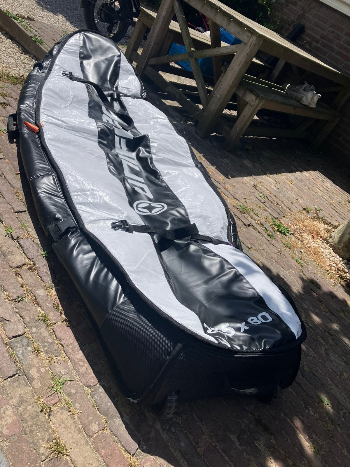 Unifiber Double Pro Boardbag 255x80 XL Wheels Windsurf, Ophalen, Zo goed als nieuw, Unifiber, Overige typen