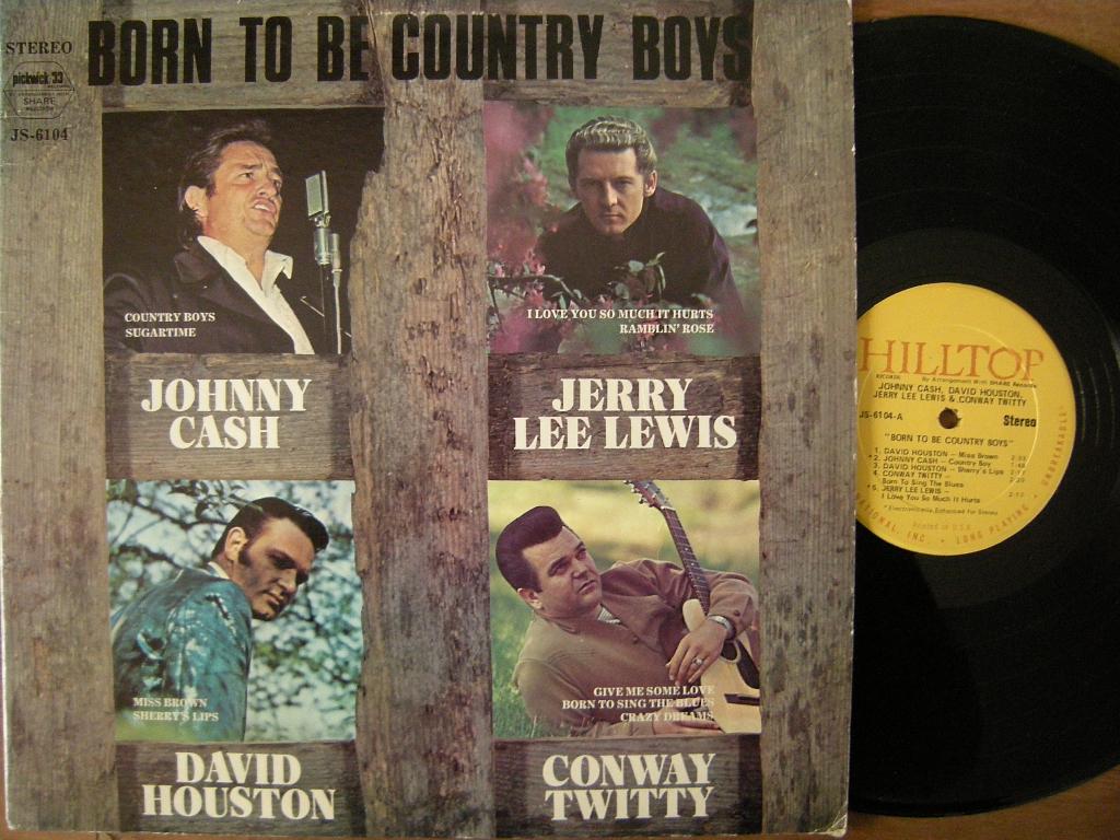 Johnny Cash, David Houston, Jerry Lee Lewis & Conway Twitty, Ophalen of Verzenden, Gebruikt, 12 inch