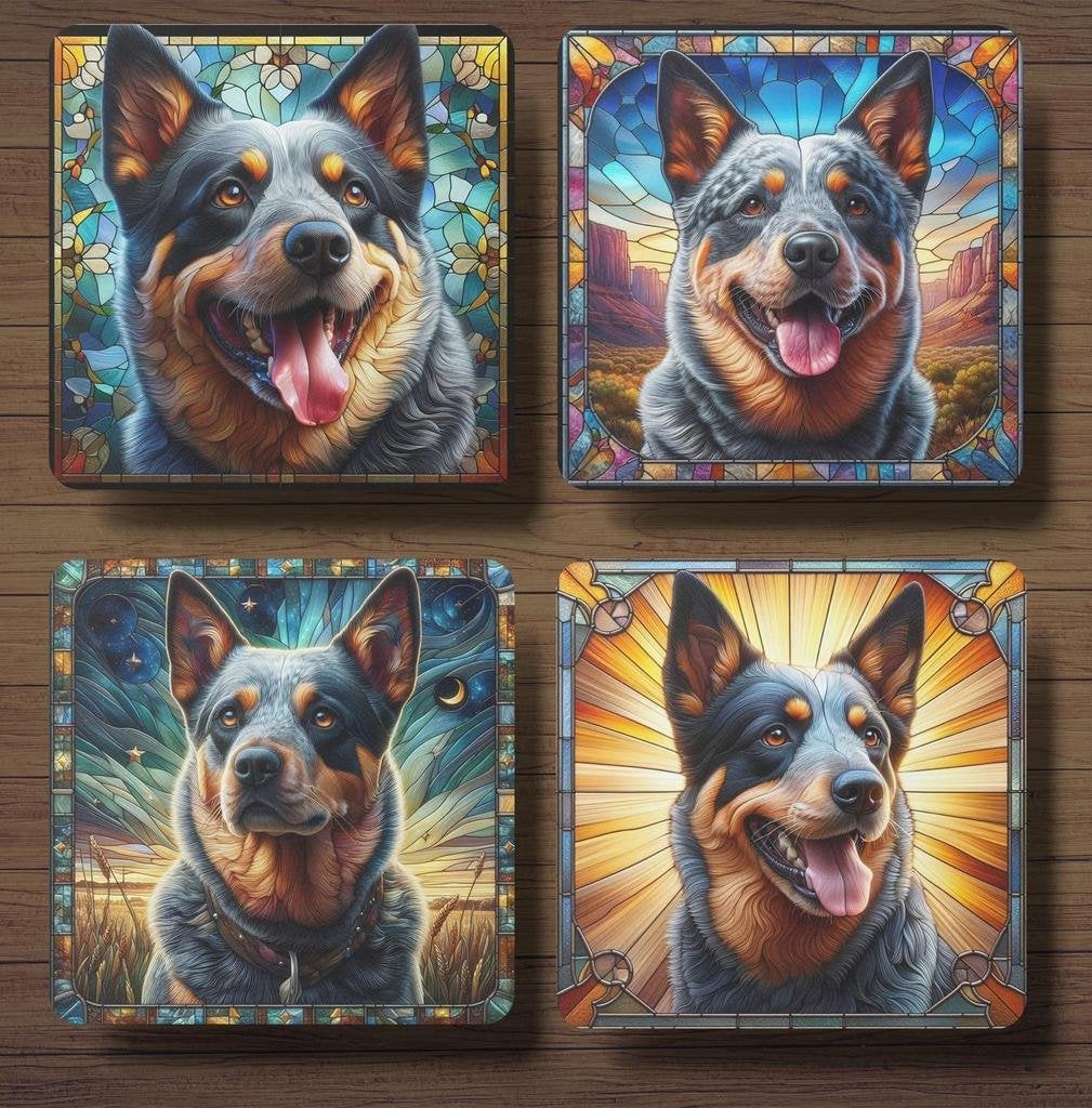 Cattle Dog Glas in Lood onderzetters met houder, Ophalen of Verzenden, Nieuw