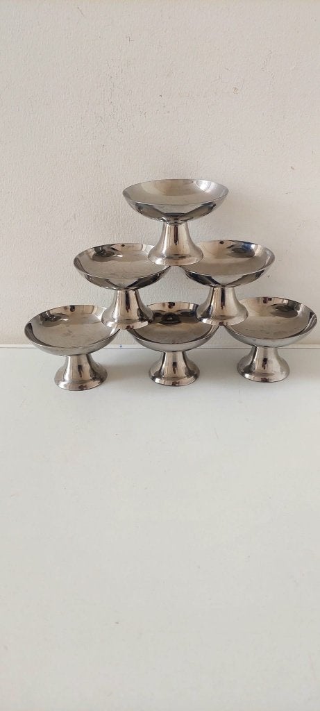 6 Vintage RVS ijs coupes / dessert bakjes Inox H6cm x B9cm, Overige materialen, Eu, Overige merken, Eu