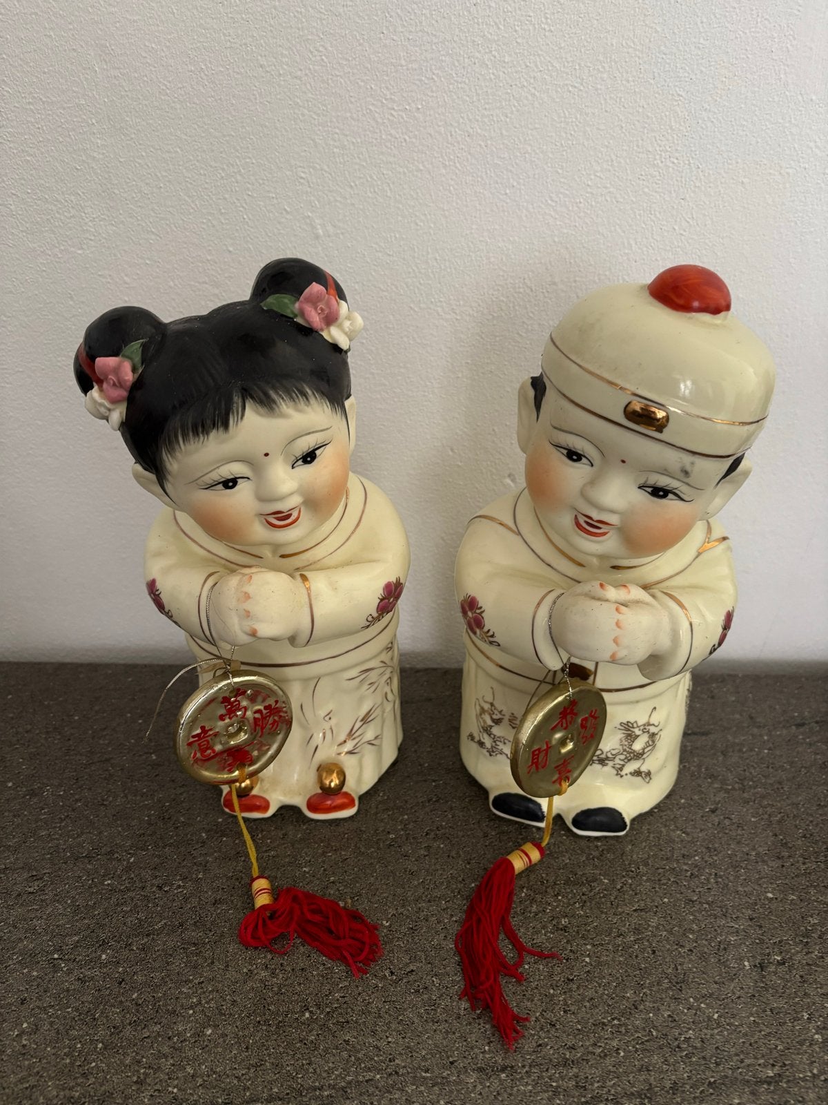Vintage Chinese Beeldjes Jongen en Meisje, Verzamelen, Beelden en Beeldjes, Ophalen of Verzenden, Gebruikt, Mens