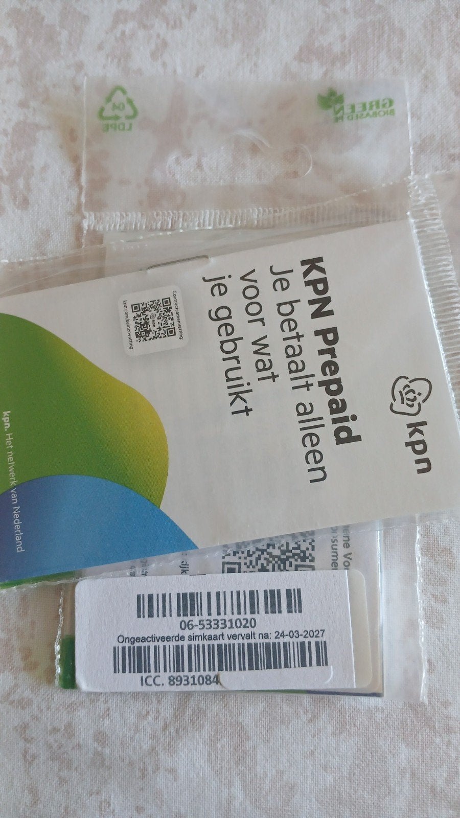 MOOI NUMMER KPN PREPAID 0653331020, Ophalen of Verzenden, Nieuw, KPN, Simkaart