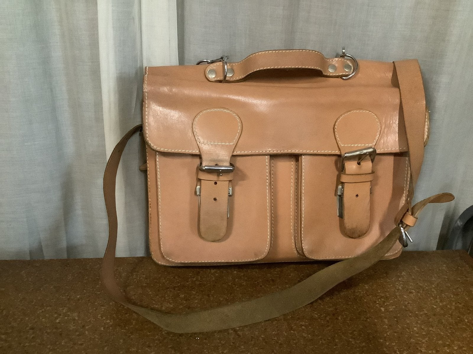 Leren vintage rugtas ,schoudertas,schooltas, Ophalen of Verzenden