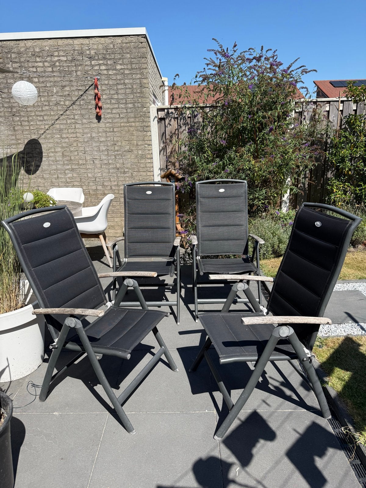 4x Hartman Verstelbare tuinstoelen - Zwart, Tuin en Terras, Ophalen, Gebruikt, Metaal, Verstelbaar