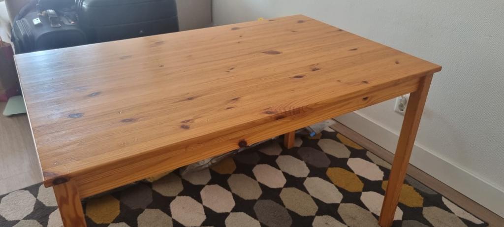 IKEA INGO grenen eettafel met 4 stoelen (incl. kussentjes), Huis en Inrichting, Tafels | Eettafels, Ophalen, Gebruikt, 100 tot 150 cm