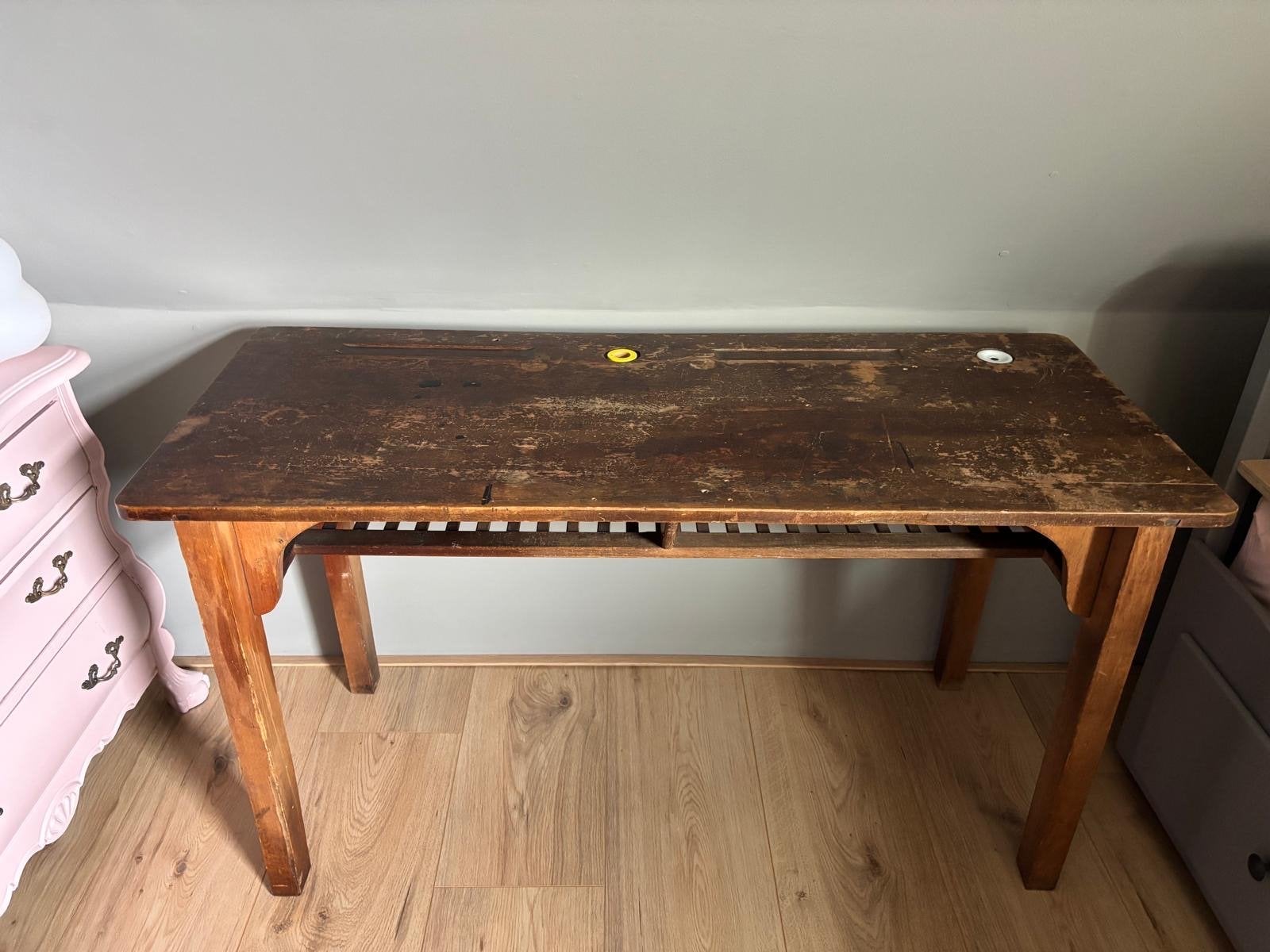 Vintage houten schoolbank / bureau, Ophalen