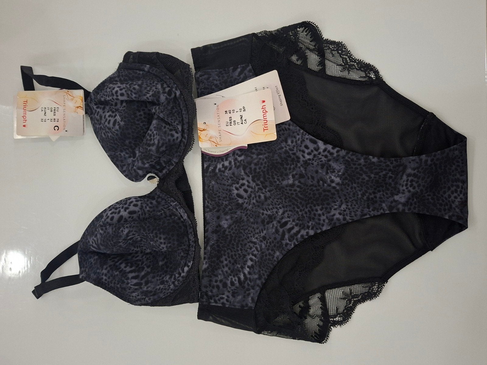 Triumph Shape Sensation Lingerie Set - Zwart Panterprint, Triumph, Ophalen of Verzenden, Zwart, Setje